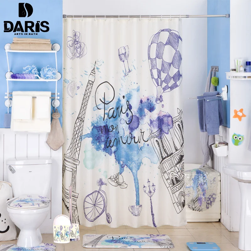 

SDARISB Bathroom Shower Curtain 180x180cm Plastic Bathroom Set PVC Bath Mat Combination Favorable Set Bathroom Products
