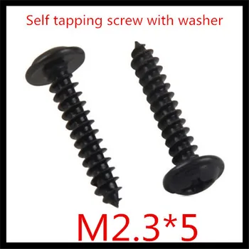 

1000pcs/lot M2.3*5 Steel With black round head cross recessed countersunk self tapping screw with washer.