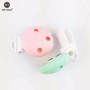 

Let's make baby teether 5pc Round Shape Pacifier chain clip pacifier clip selectable Beads Suspender Clip Silicone Teether