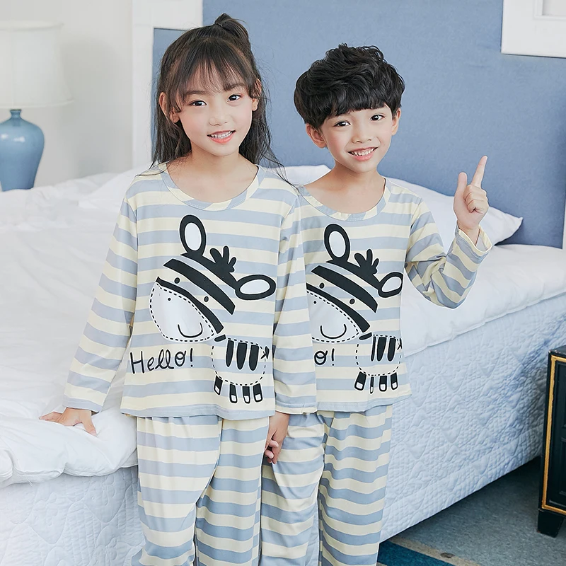 С капюшоном для крупных мальчиков и девочек набор пижам пижамы детская одежда для сна из хлопка, домашняя одежда, одежда для сна с рисунками из мультфильмов одежда для малышей пижамы 2-14YEAR XI1212
