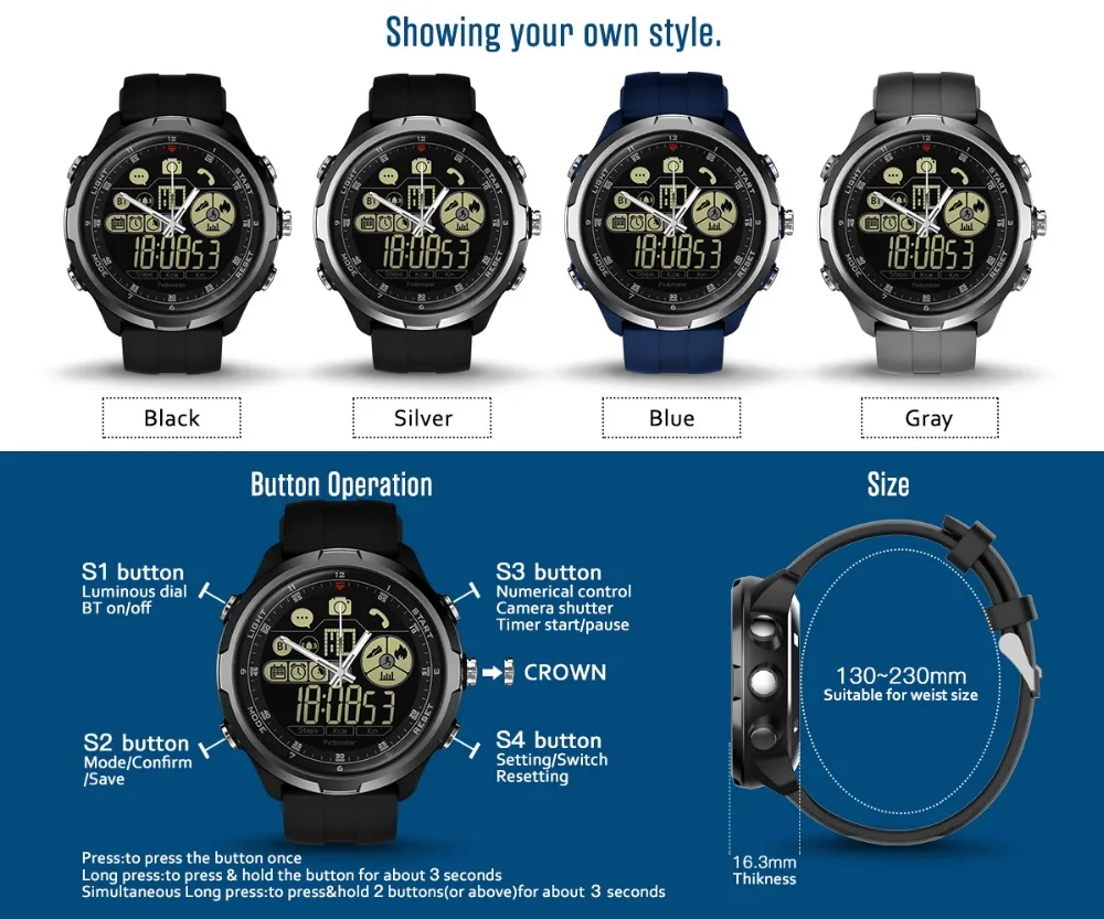 New Original Zeblaze VIBE 4 HYBRID Smart Watch Sapphire Glass Rugged Hybrid Smartwatch 50m Waterproof 33-Month Standby T (7)
