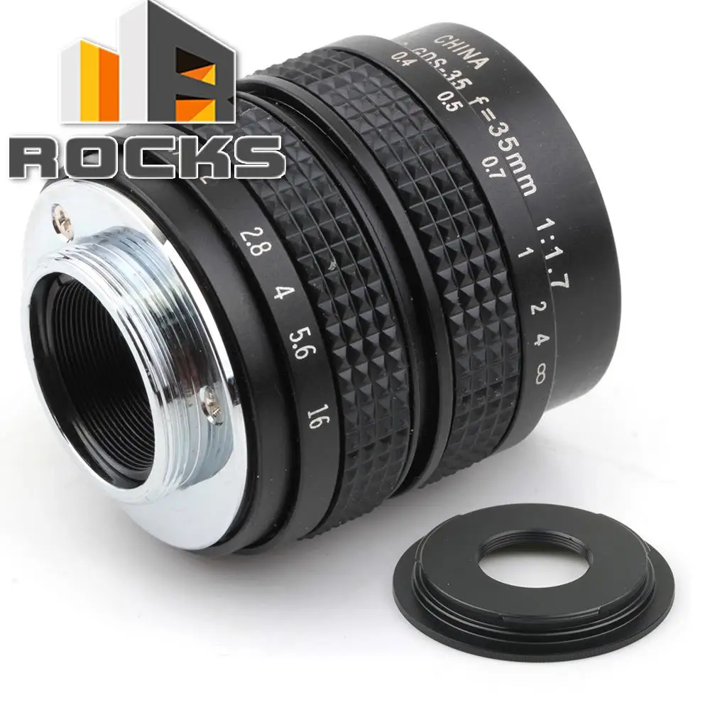 35mm f1.7 16mm C mount Lens + C to Micro M4/3 / NEX / N1 / Pentax Q  /Fuji / e.o.s M M2 Adapter For Panasonic Camera + Lens Cap