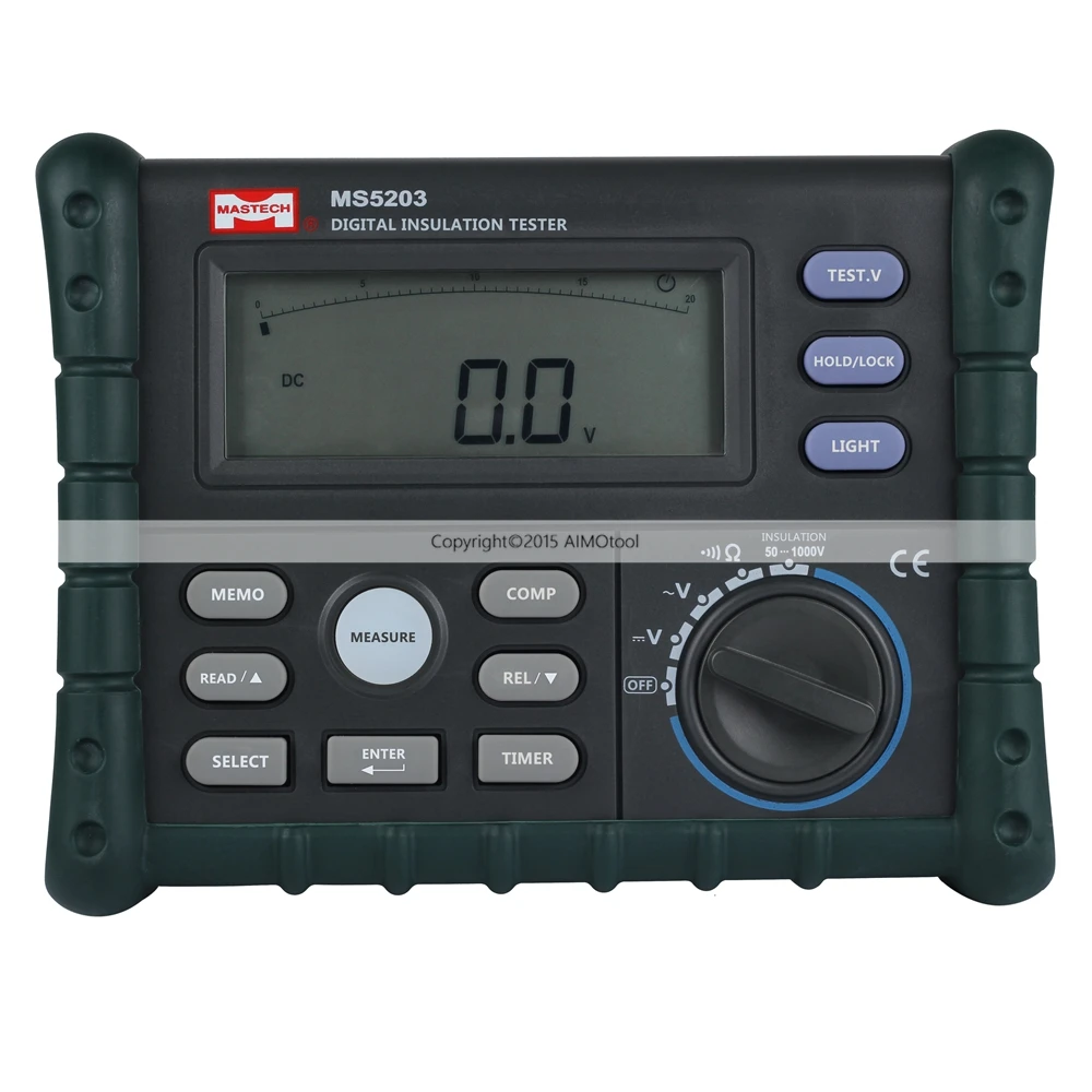 

MASTECH MS5203 Digital Insulation Resistance Tester Multimeter Megger 0.01 Mohm to 10.00 Gohm HV meter 50V-1000V