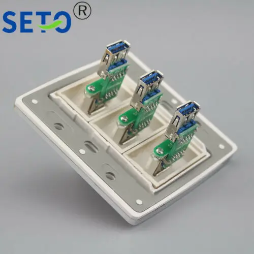86 Тип три Порты USB3.0 Outlet Панель розетка настенная тарелка Keystone лицевой панели