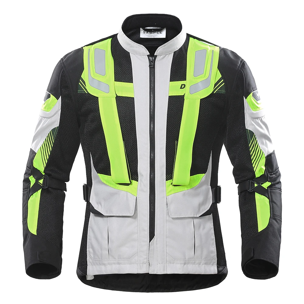 Духан мотоциклетная Мужская куртка дышащая Мото куртка Защитное снаряжение сетки светоотражающий, для мотокросса мотоциклетная защита - Цвет: D-209 Gray Jacket
