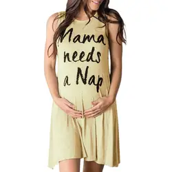 LONSANT платье для беременных; Материнство Для женщин Письмо печати шею платье ежедневно Для женщин летние для беременных Повседневное платье