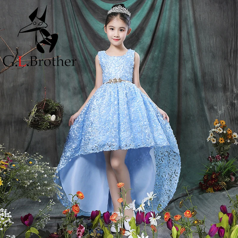 

2-12 Years Luxury Flower Girl Dresses First Communion Dress For Girls Kids Prom Dress Ball Gown For Wedding Party Gown Trail A46