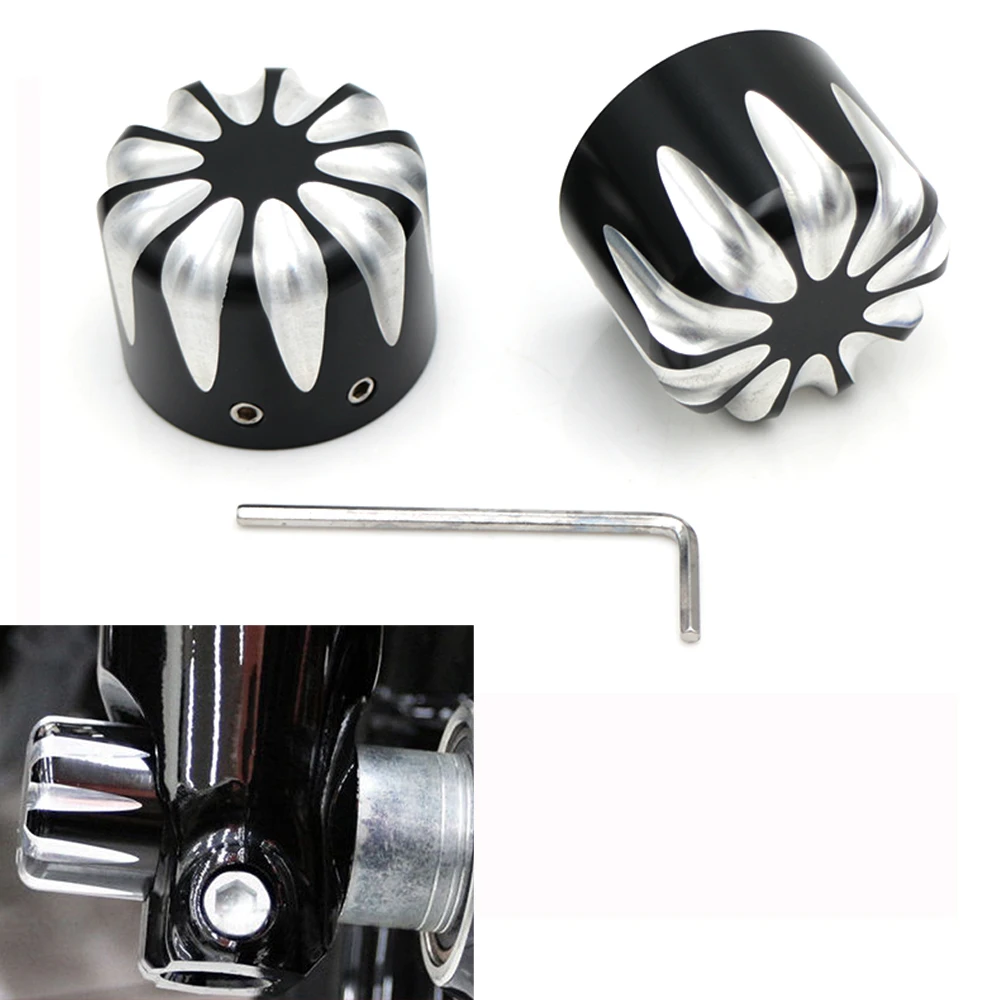 evomosa CNC Edge Cut Front Axle Nut Cover Bolt Kits For Harley Davidson
