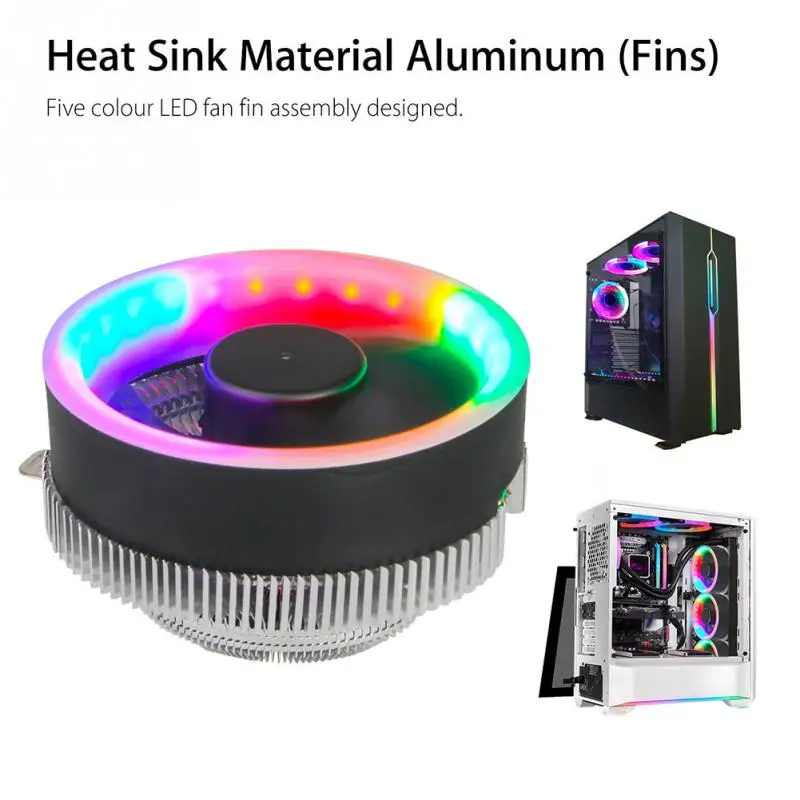 

Coolmoon RGB 3 Pin Cooling Fan Heatsink CPU Cooler Radiator Intel Socket LGA 775 1150 1151 1155 1156 1366 AMD AM4 AM3 AM2 +