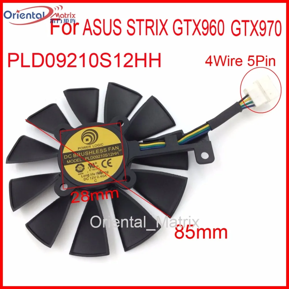 PLD09210S12HH 85 мм 28x28x28 12 В 0.40A 4 провода 5Pin для ASUS STRIX GTX970 GTX960 охлаждающий вентилятор