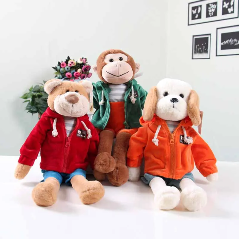

18" 45cm Wear clothes bear monkey dog bunny soft toy stuffed animal dolls plush toys for children 1 pcs