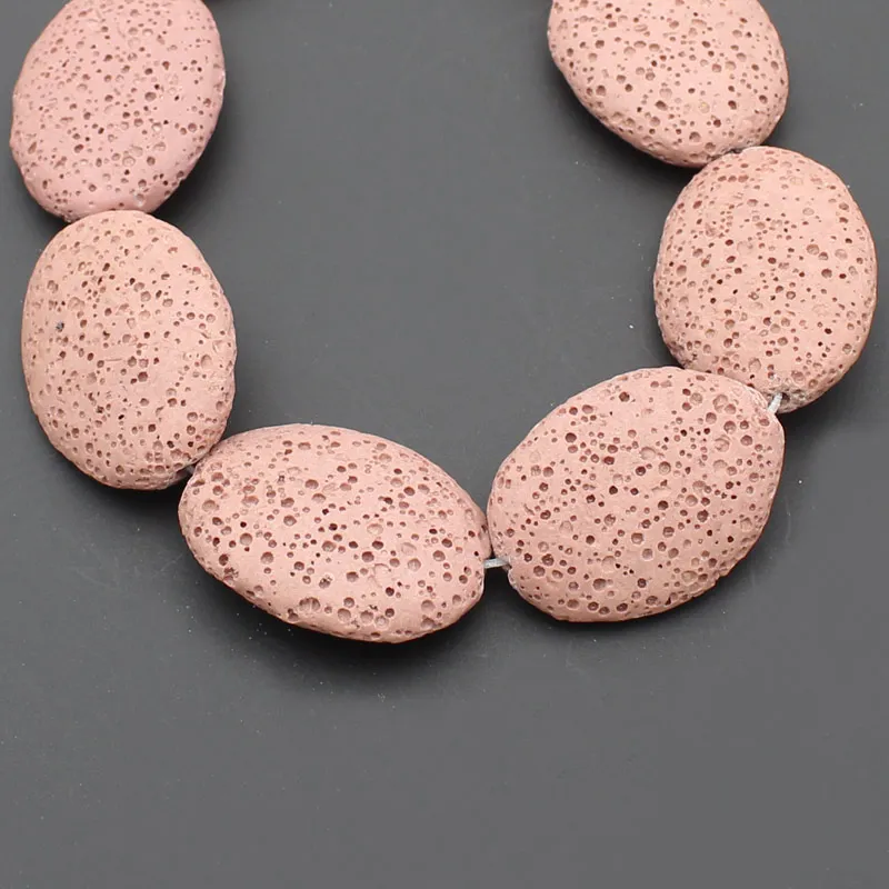 Pink Многоцветный камень из вулканической лавы овальной формы 19-32 мм бусины 1" для изготовления ювелирных изделий DIY! Смешанные оптом для всех товаров - Цвет: Pink