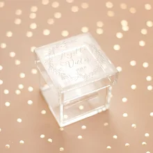 Прозрачная акриловая коробка для свадебных колец, прозрачные коробки для свадебных колец, держатель колец, индивидуальный логотип