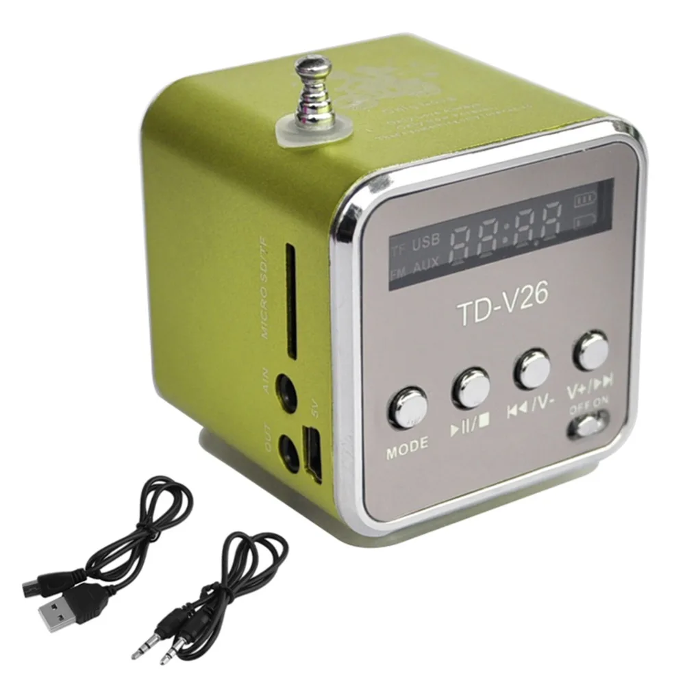 

TD-V26 Portable Radio Speaker With LCD Display Support Micro SD/TF MP3 Music Player Digital FM Compatible for Laptop