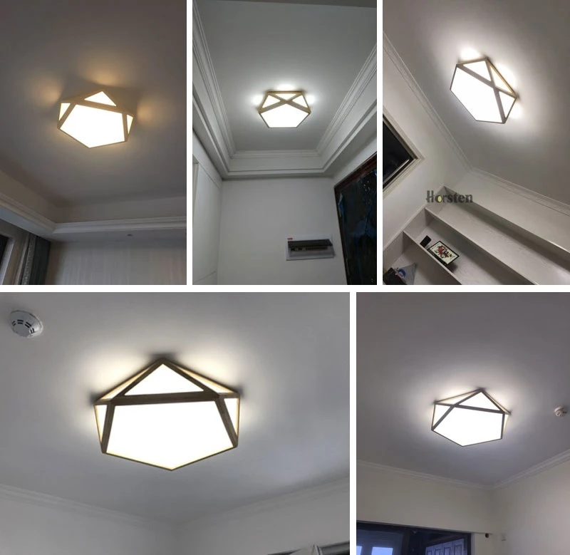 Nordic Geometry OAK Wooden LED Ceiling Lighting Japanese Style Ceiling Lamp For Living Room Bedroom Study Room Kitchen (6)
