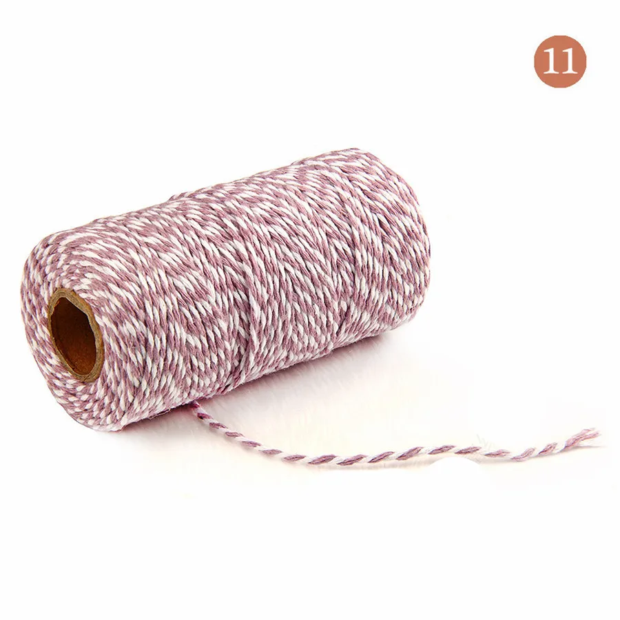 30 цветов, 100 метров, двухцветная хлопковая веревка, хлопковый шнур, используемый в подарочной упаковке, декоративный подарок для пекарни - Цвет: 11