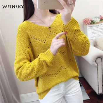 

Women Knitted Jumper Thin Sweater And Pullovers Full Sleeve Korean Fashion Sweaters Summer And Autumn 2019 New Tops