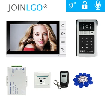 

Free Shipping 9 inch LCD Screen Video Door Phone Intercom Kit + Outdoor RFID Code Keypad Number Doorbell Camera + Remote + Power