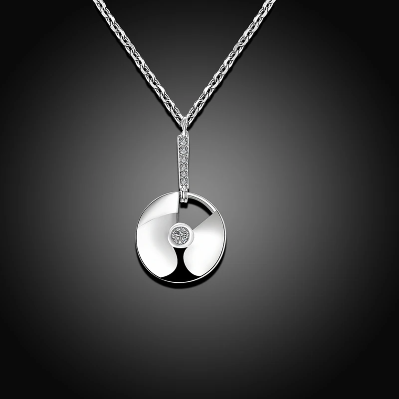 

ROXI Fashion Choker Necklaces for Women White Gold Color Zircon Round Pendant Statement Long Necklace Wedding Party Jewelry