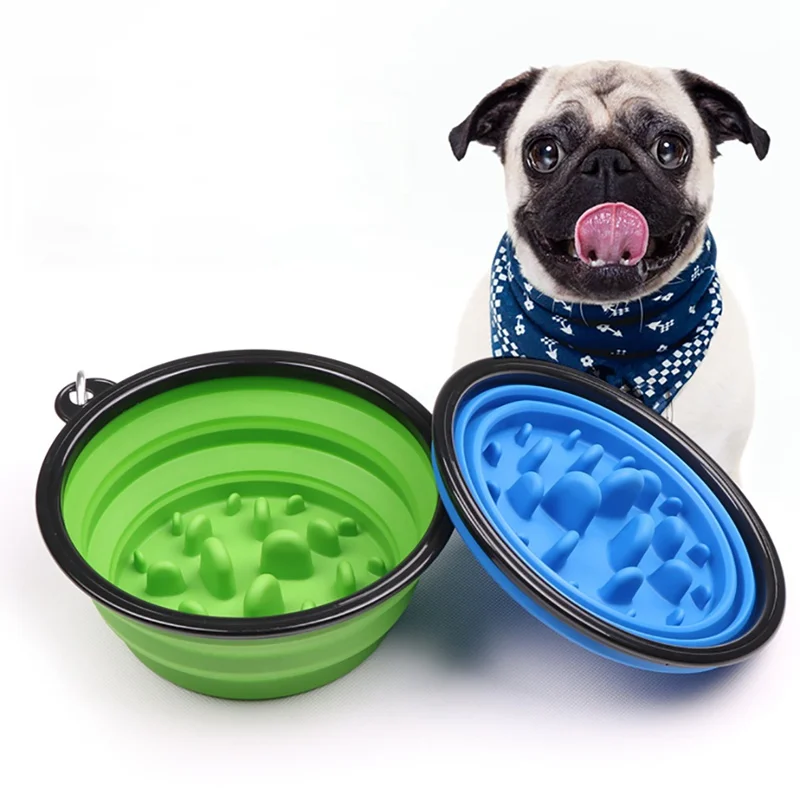 Портативный щенок миска для собаки, домашних животных складной медленно миска с крюк Защита окружающей среды-чистые Pet подачи воды поставки новых