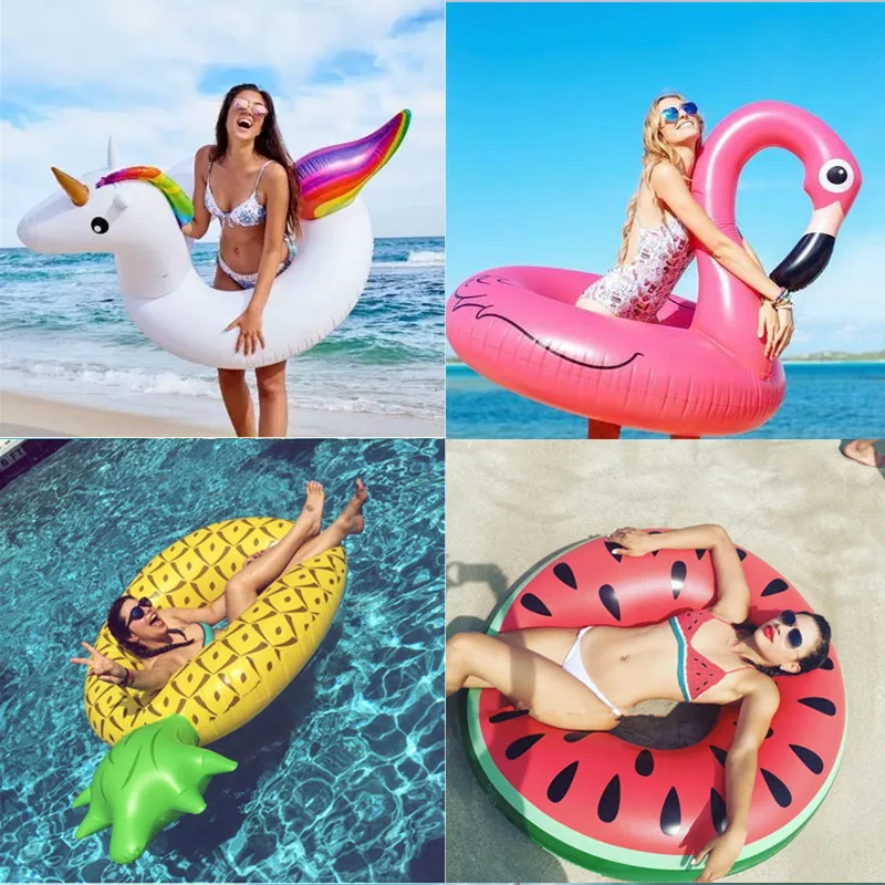 

Ins Hot Heart Giant Swimming Ring inflatable flamingo Unicorn Pool Float Swan Pineapple Floats Toucan Peacock Water Toys