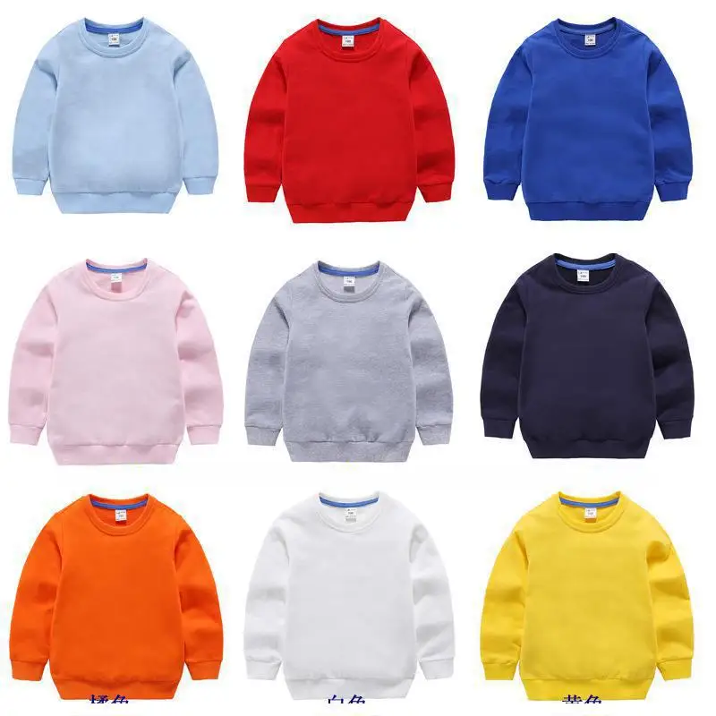 Детский осенний свитер с длинными рукавами; Однотонный свитер; детский дизайнерский Свитшот; хлопковая Простая рубашка с круглым вырезом для мальчиков