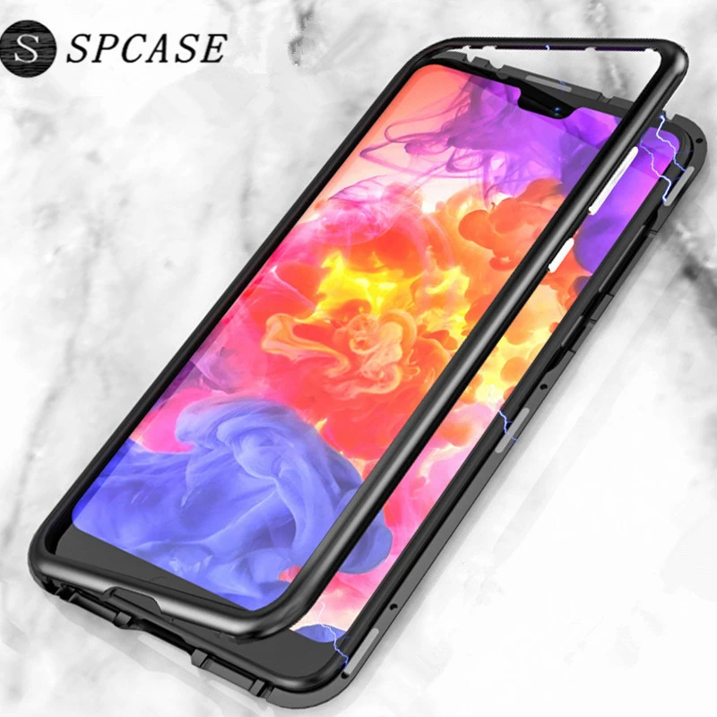 Magnetic-Adsorption-Case-for-Huawei-P20-P20-Pro-9H-Tempered-Glass-Back-Cover-Luxury-Metal-Aluminum_