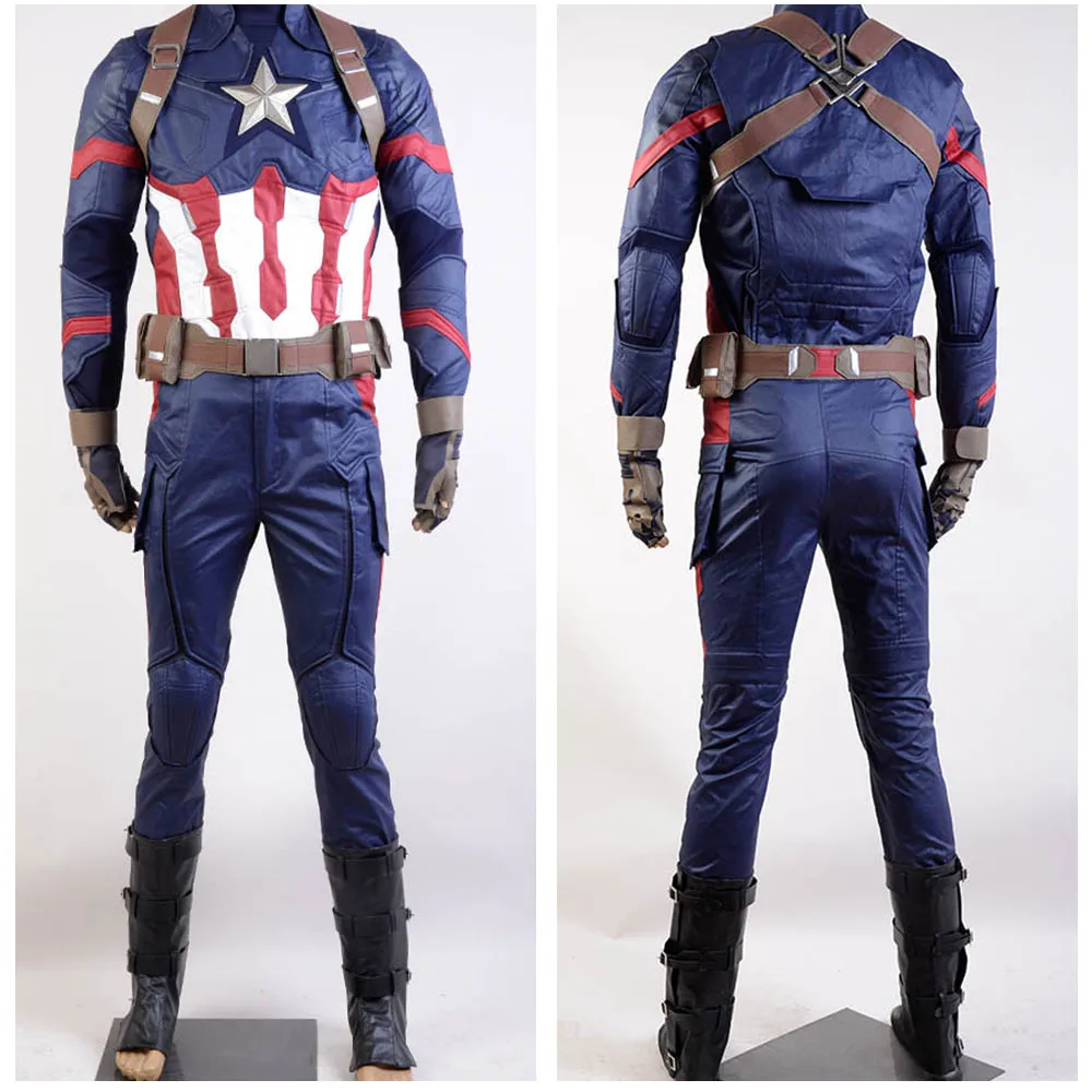 

Captain America Costume Adult Men Civil War Steve Rogers Cosplay Costume Uniform Full Suit Halloween Carnival Costumes
