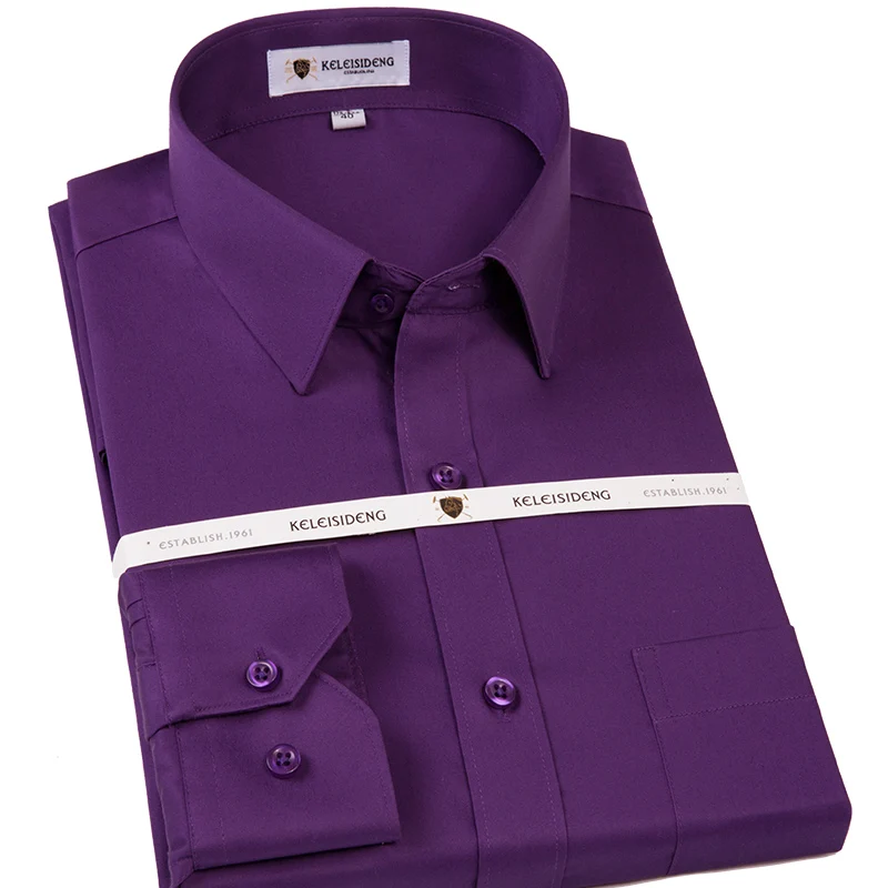 

100% Pure Cotton Top Quality Brand Solid Color Breathable Spring Long Sleeve Elegant Men Dress Shirts Formal Office Male Shirts