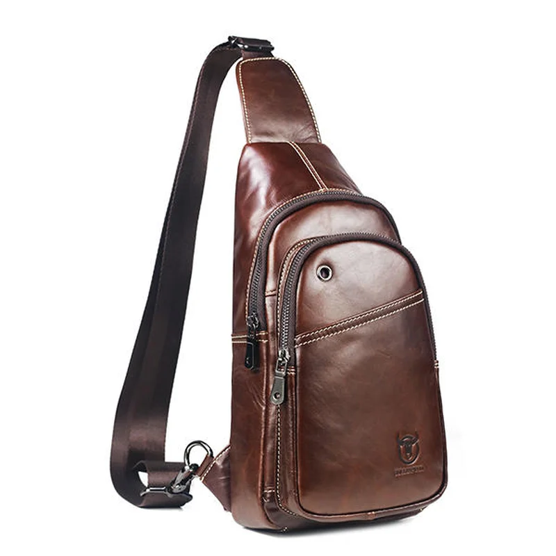 

Bullcaptain Buisness Casual Genuine Leather Chest Bag Men's Crossbody Bag Chest Pack Man Shoulder Messenger Bag Small Handbag