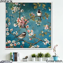 Zozack Needlework,DMC DIY punto croce, Pieno di ricamo kit, plum blossom Birdie patterns cinese punto croce stampato su tela