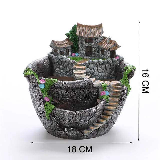 YeFine цветочный горшок из смолы для балкона, для суккулентных растений, украшение сада, цветочный горшок, настольный горшок в горшках, микро пейзаж - Цвет: Silver
