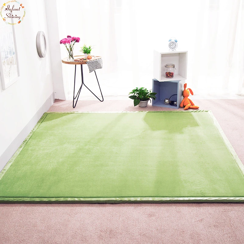 Infant Shining Coral Fleece Mat Area Rug for Living Room Kids Room Bedroom Floor Carpet 180*200 Thick 2CM Soft Tatami Rug