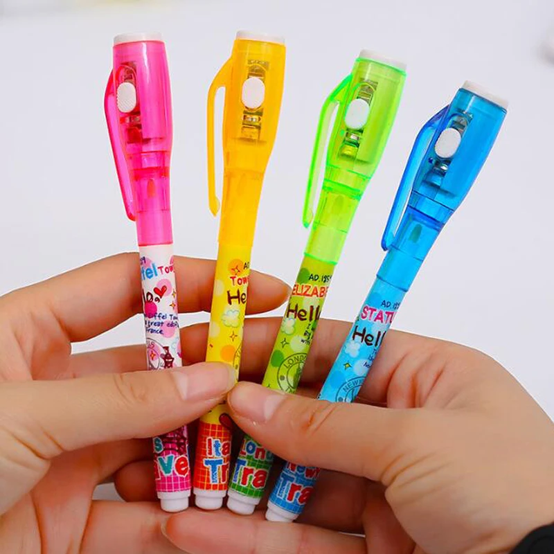 Marvel Invisible Iight Pen Mystery LED Electronic Violet Light Marker Creative UV Magic Ink Pen Material Escolar Secret Invisibl