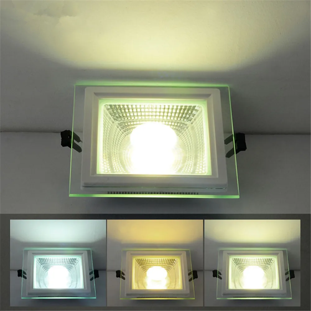Glass Square LED Panel Light 5W 10W 15W 25W COB LED Downlight Recessed Ceiling Spot Down Light AC85-265V Indoor Lighting Lamp Glass Square LED Panel Light 5W 10W 15W 25W COB LED Downlight Recessed Ceiling Spot Down Light AC85-265V Indoor Lighting Lamp
