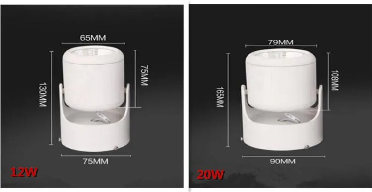 Затемнения 20 Вт супер яркое пятно света 180 градусов вращения потолочный светильник светодио дный пятна вниз свет 85-265 В светодио дный