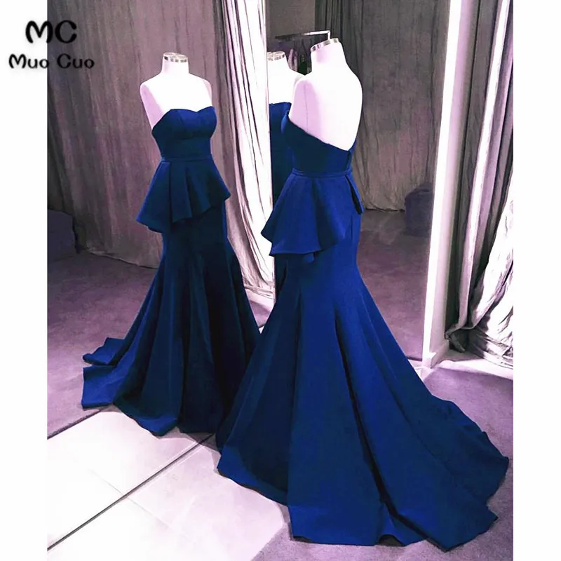 Sweetheart Court Train Satin Mermaid Evening Gowns