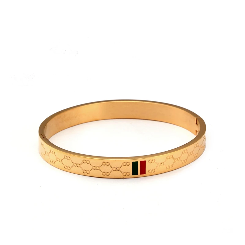 8mm gold Модные браслеты из нержавеющей стали, красные и зеленые браслеты-шармы, широкий браслет для женщин, ювелирные изделия для влюбленных - Окраска металла: 8mm gold