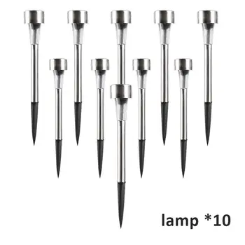 

10pcs/lot Stainless Steel LED Solar Lawn Light For Garden Decor Outdoor Waterproof IP65 Bollard Solar Stick Lights White Light