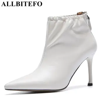 

ALLBITEFO fashion sexy high heels ankle boots women genuine leather women high-heeled shoes ladies boots winter women boots