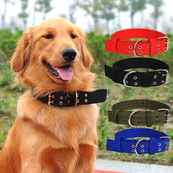 

Classic Four layers Double breasted Medium and Large dog collar nylon Super strong big dog collars for lead leash Traction rope