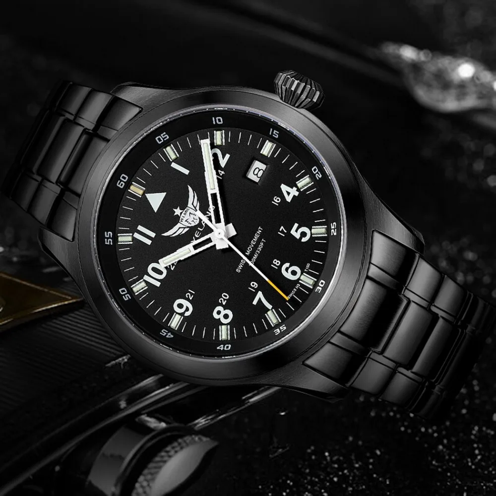 YELANG V1021 T100 Tritium Tubes + Flourescent числа 100 м водонепроницаемый черный ремешок из