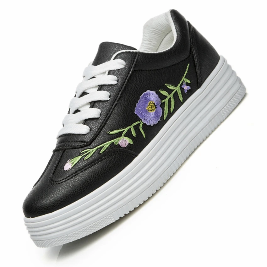new all-match embroidered white shoes sports shoes with thick bottom running shoes women