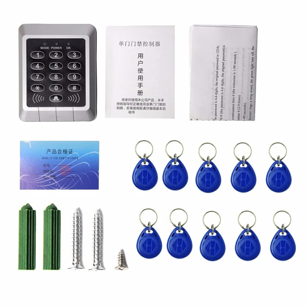 

Home Security 125KHz Single RFID Card Proximity Entry Door Lock Access Control System With 10pcs RFID Keys Key Fob