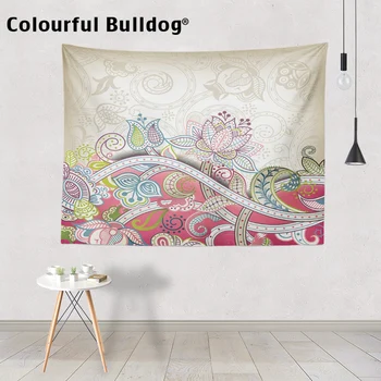 

Bohemian Wall Hanging Tapestry Mandala Lotus Flowers Beach Towel Rhombus Leaves Feathers Birds Home Bedroom Bedspreads Decorate