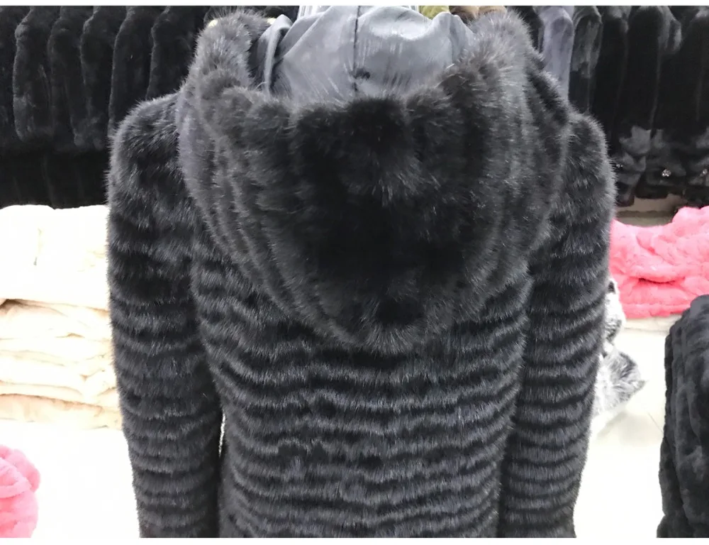 Clearance real mink fur coat 2019 genuine mink fur hooded coat women winter real mink fur overcoat lady 100% natural real mink fur jacket 9