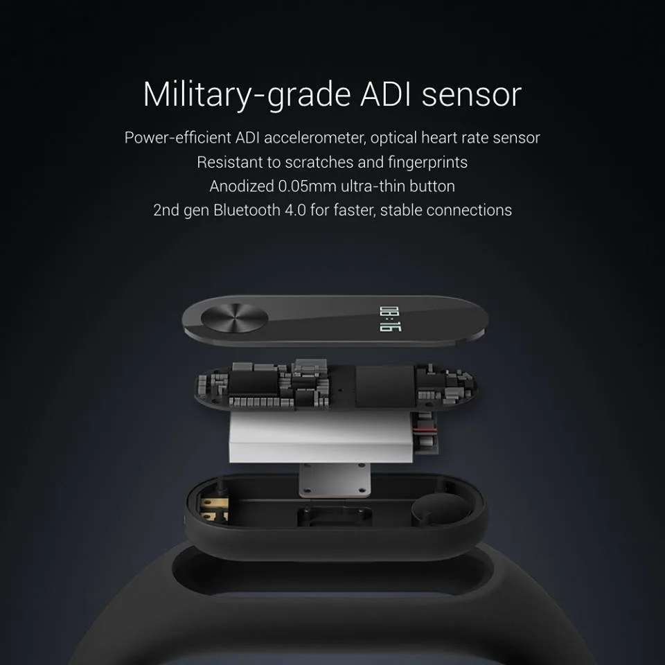 Xiaomi Mi Band 2 Miband Wistband Bracelet with Smart Heart Rate Fitness Touchpad OLED Screen (5)