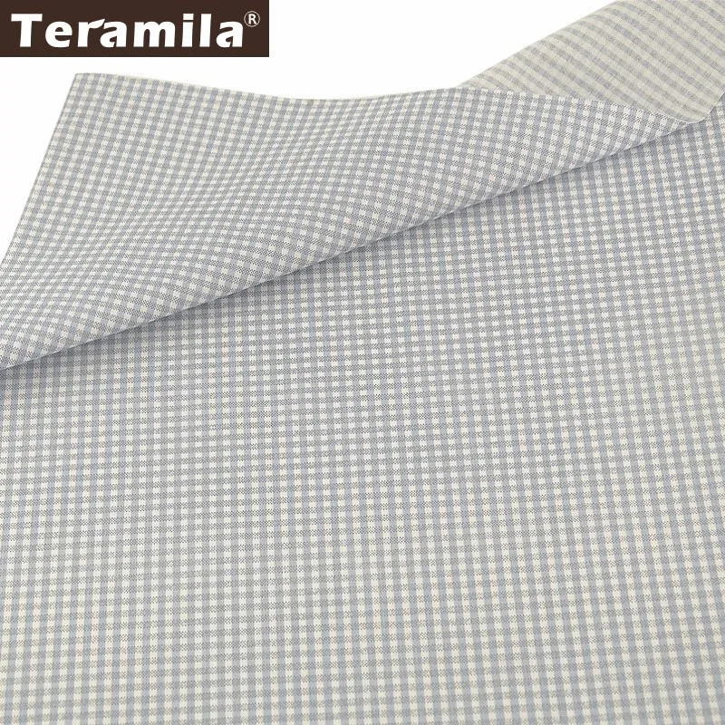 Хлопок teramila ткань Telas белый и светло-серый в клетку дизайн Patchwrok саржевая ткань для вышивания кукол швейный материал Tecido Текстиль