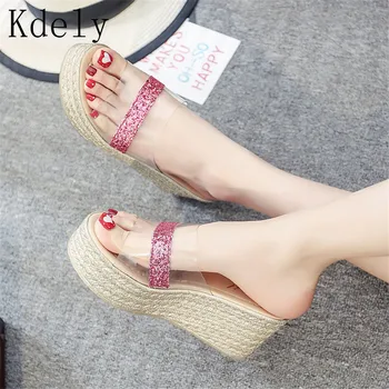 

Summer PVC Wedges Heel slipper Sandals Fashion Open Toe Platform Elevator Women Sandals Shoes Plus Size Pumps 2019