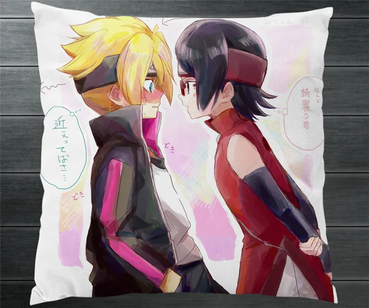 

Anime NARUTO Uzumaki Boruto Uchiha Sarada Two Side Pillowcases 40x40cm Pillow Cushion Case Cover Cosplay car/bed/sofa Decor P8